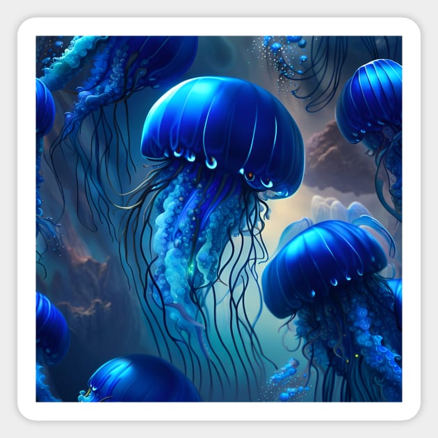 Blue Jellyfish Sticker by SmartPufferFish